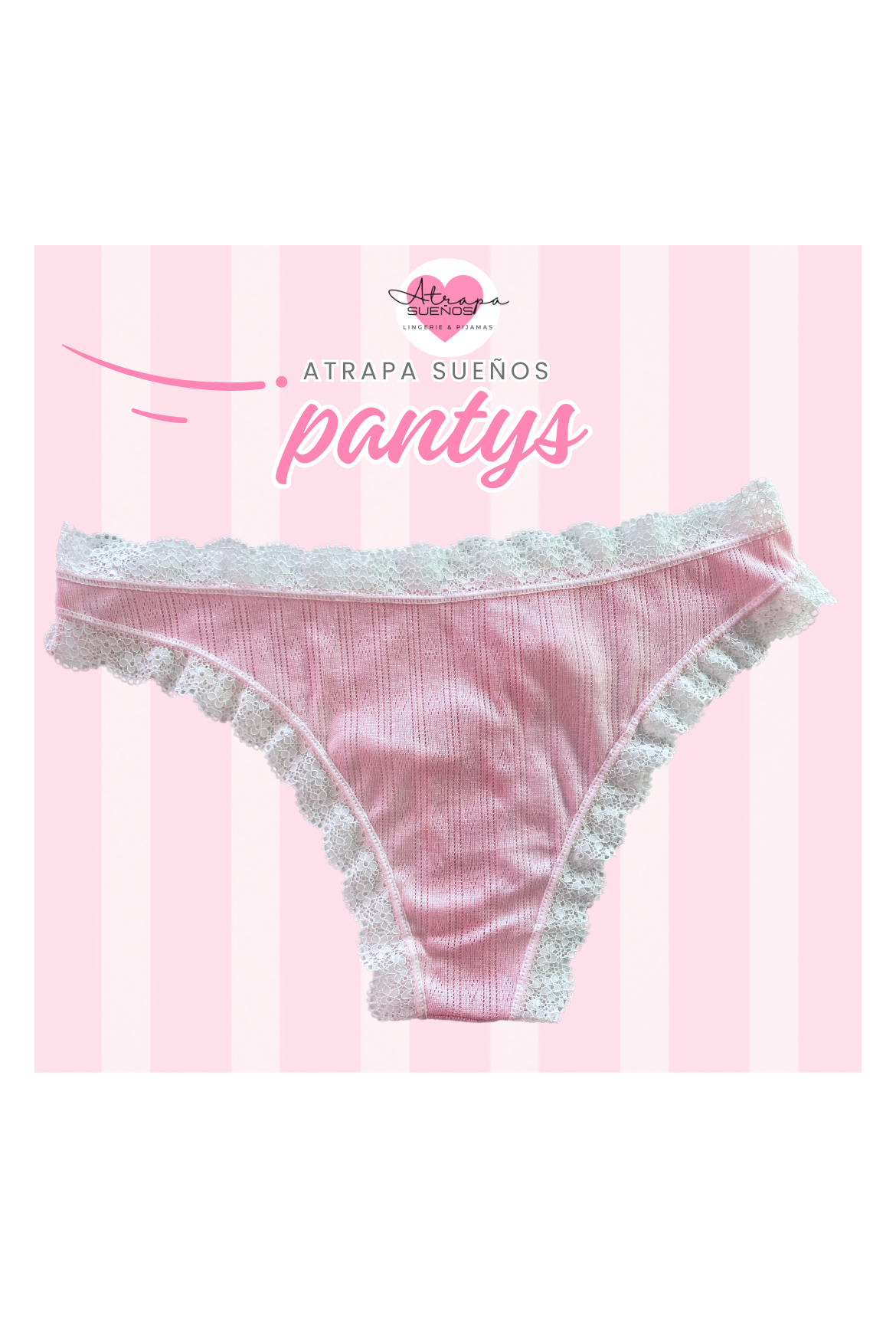 Panty rosa con detalles blancos