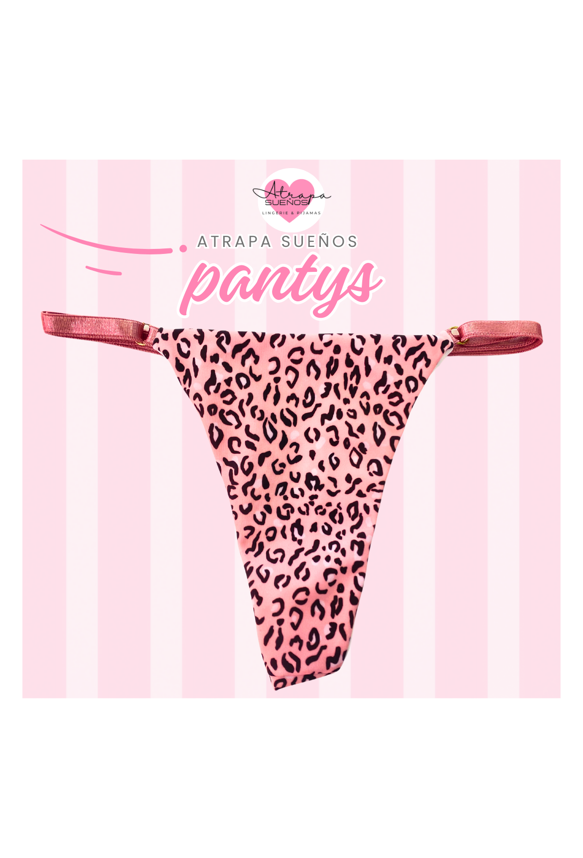 Panty tanga rosado con estampado de animal print