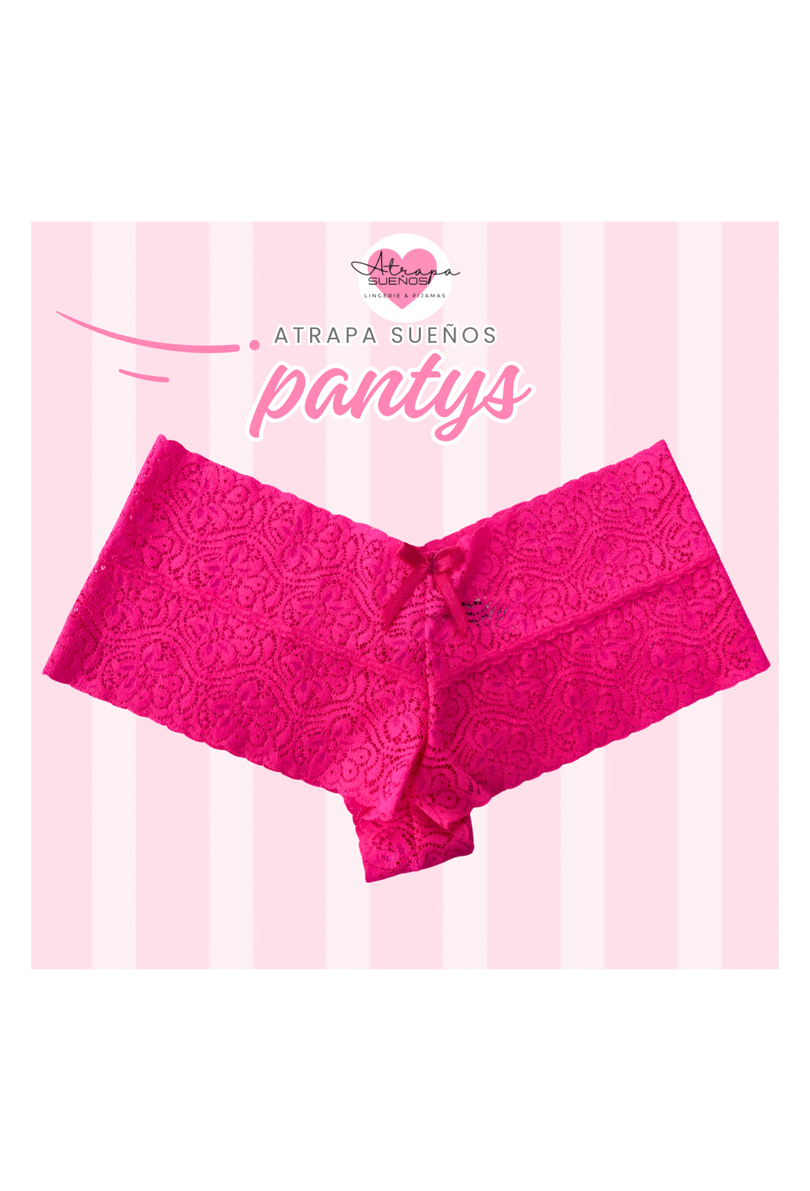 Panty cachetero rosado de encaje