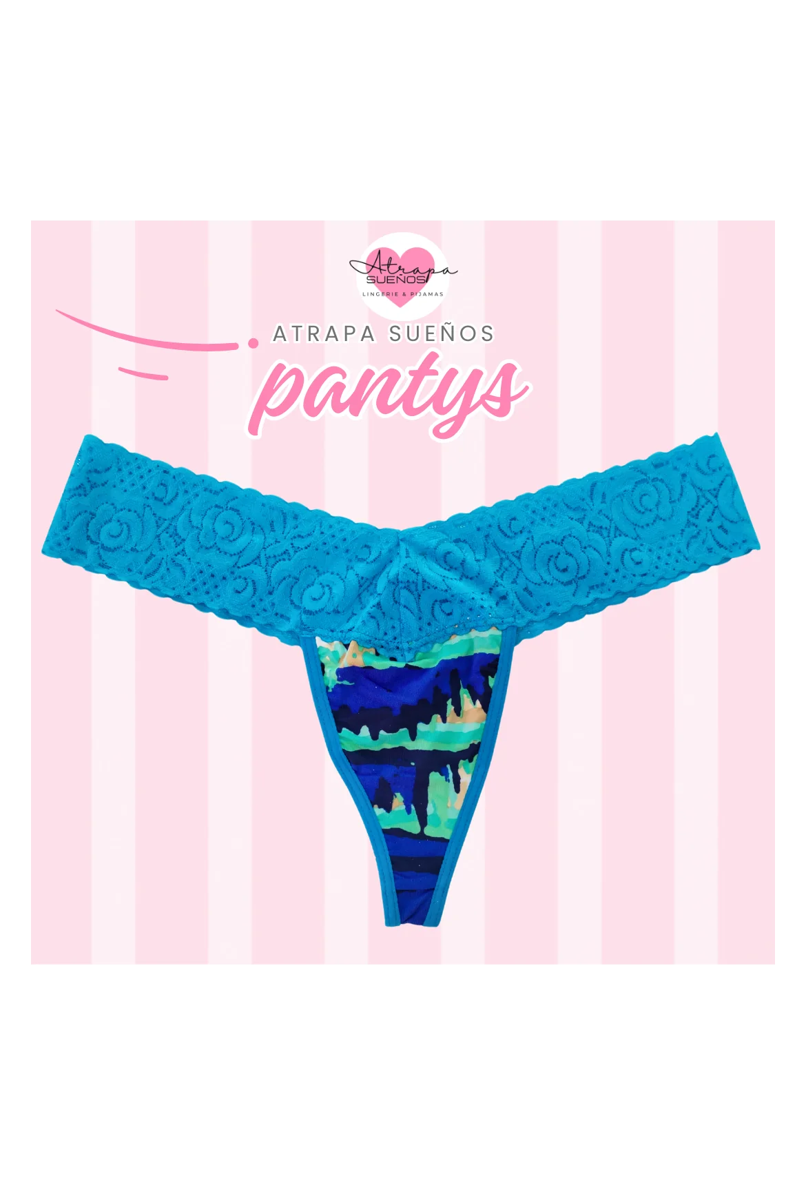 Panty celeste con encaje