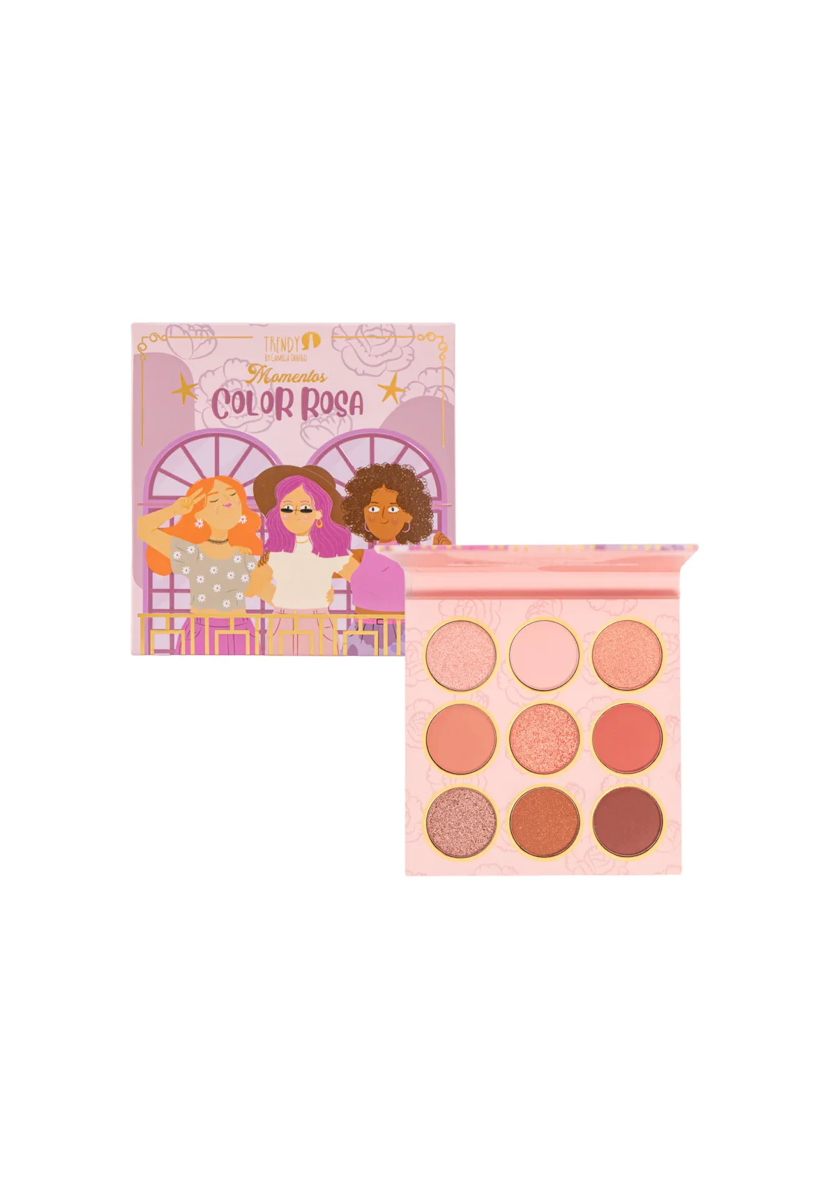 Trendy paleta de sombras color rosa