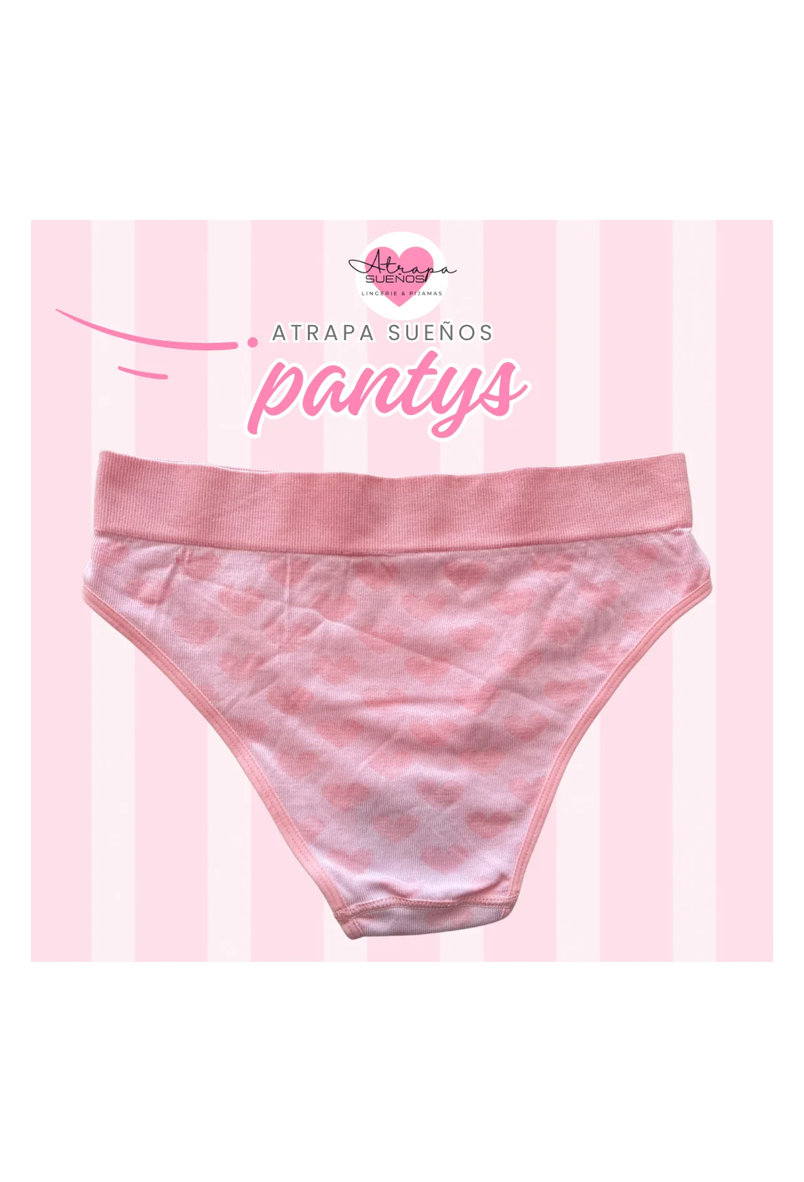 Panty rosa confort con estampado de corazones