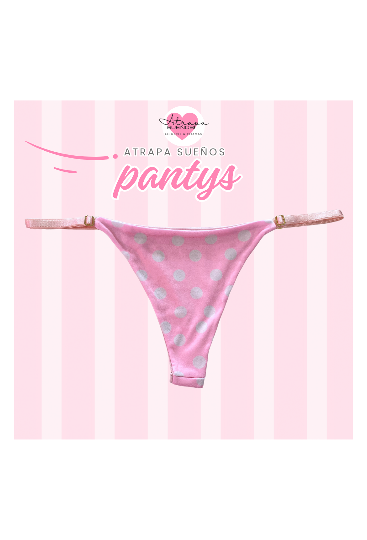 Panty rosa estampado de corazones blancos